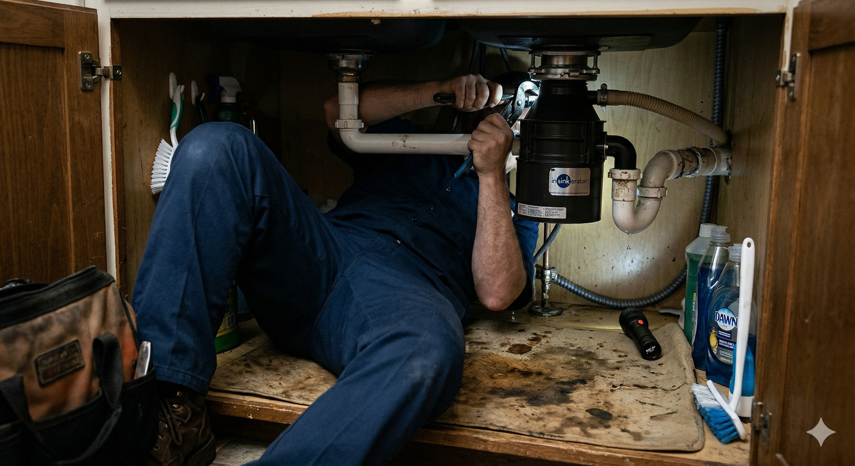 Professional plumber servicing water heater in Eastvale